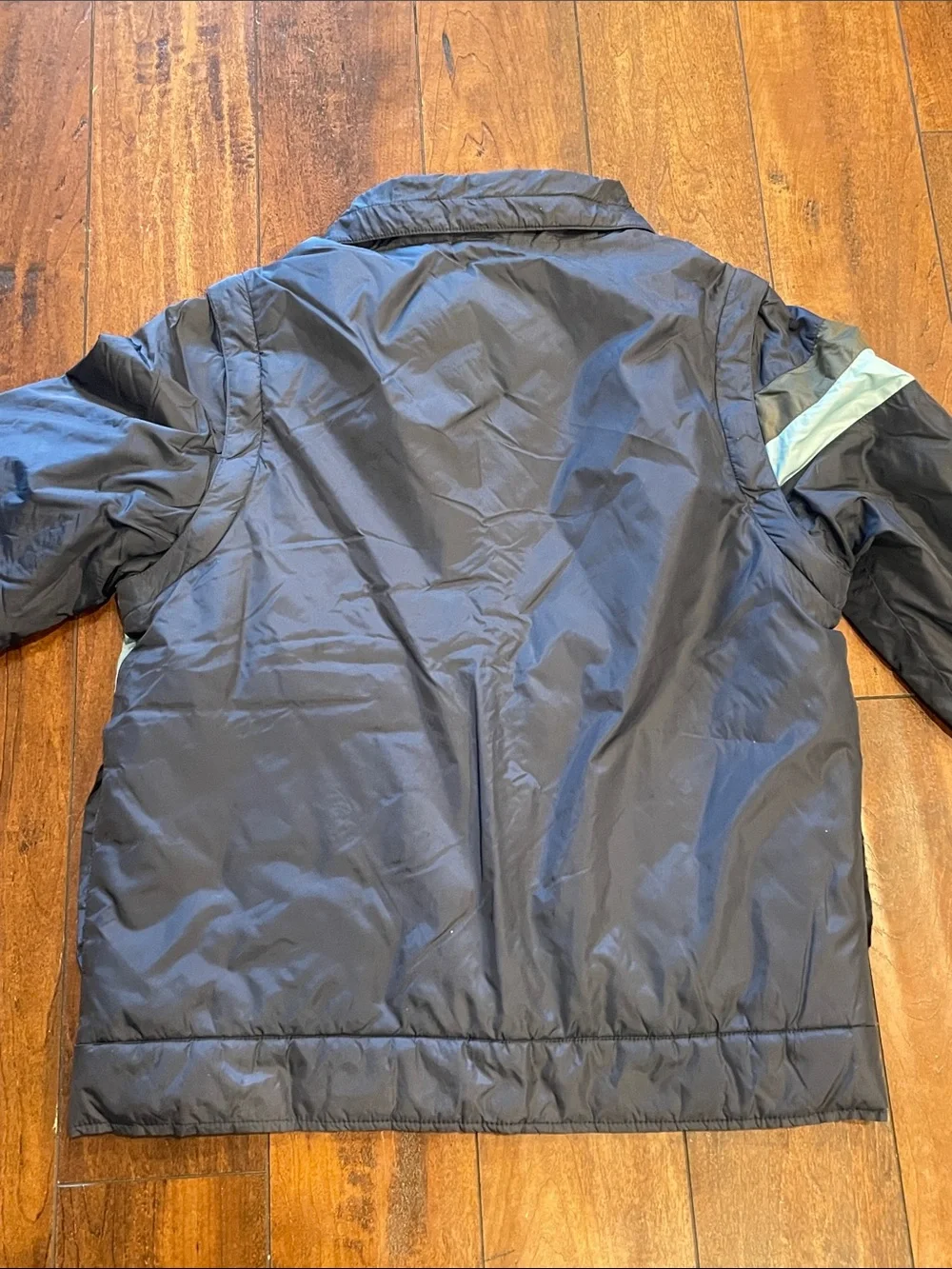 Billabong Kids Navy Blue Puffer Jacket/Vest with Light Blue and Olive Stripes